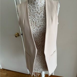 TOPSHOP Sleeveless Blazer Vest US 6 | Longline Beige Tailored Vest